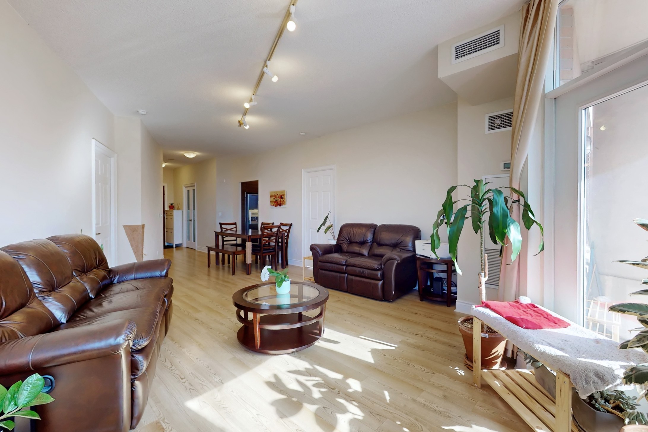Open concept living and dining area
